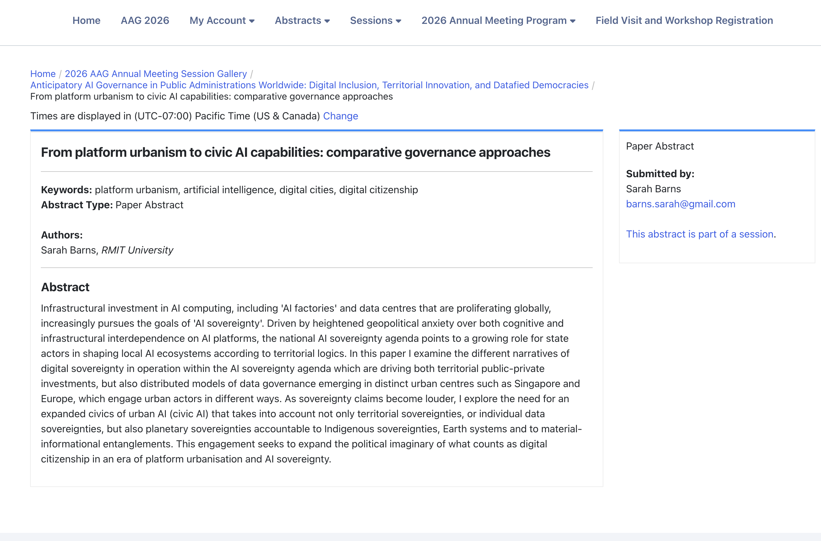 AAG seminar session, San Francisco, 2026